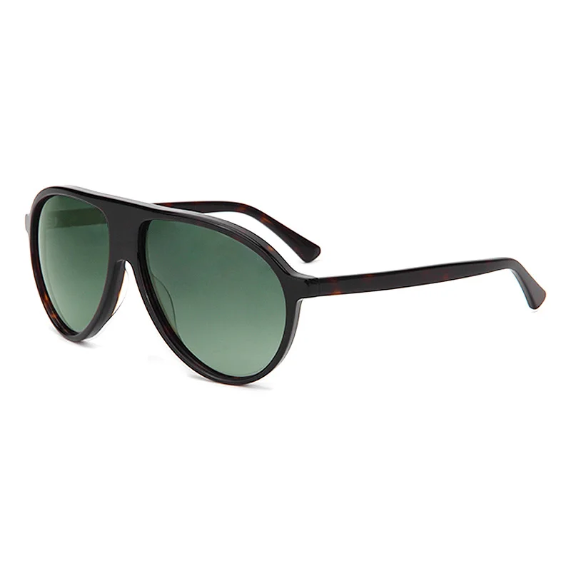 Glossy Black Gradient Grey Lens, Tortoiseshell Gradient Green Lens, Tortoiseshell Gradient Tea Lens, Clear Yellow Gradient Tea Lens Acetate Trendy Oversized UV Protection Acetate Sunglasses for Women | European & American Retro Martin-Style Frog Shades for Men - View 7