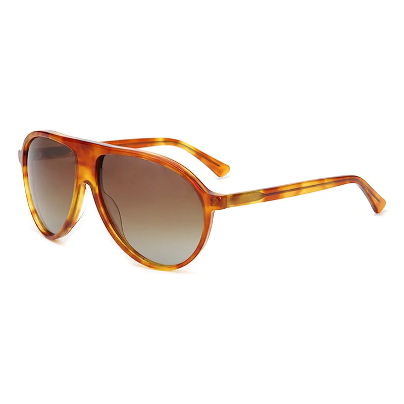 Glossy Black Gradient Grey Lens, Tortoiseshell Gradient Green Lens, Tortoiseshell Gradient Tea Lens, Clear Yellow Gradient Tea Lens Acetate Trendy Oversized UV Protection Acetate Sunglasses for Women | European & American Retro Martin-Style Frog Shades for Men - View 8