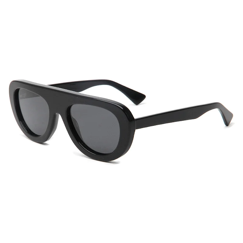 Glossy Black Grey Lens, Tortoiseshell Blue Lens, Wine Red Light Lens, Clear Tea Tea Lens, Tortoiseshell Green Lens Acetate Trendy Personalized Retro Frog Sunglasses | Oversized Aviator UV Protection Acetate Shades - View 1