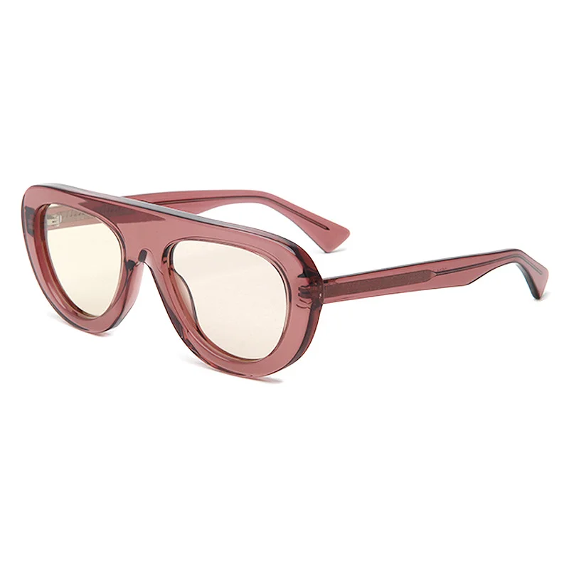 Glossy Black Grey Lens, Tortoiseshell Blue Lens, Wine Red Light Lens, Clear Tea Tea Lens, Tortoiseshell Green Lens Acetate Trendy Personalized Retro Frog Sunglasses | Oversized Aviator UV Protection Acetate Shades - View 4