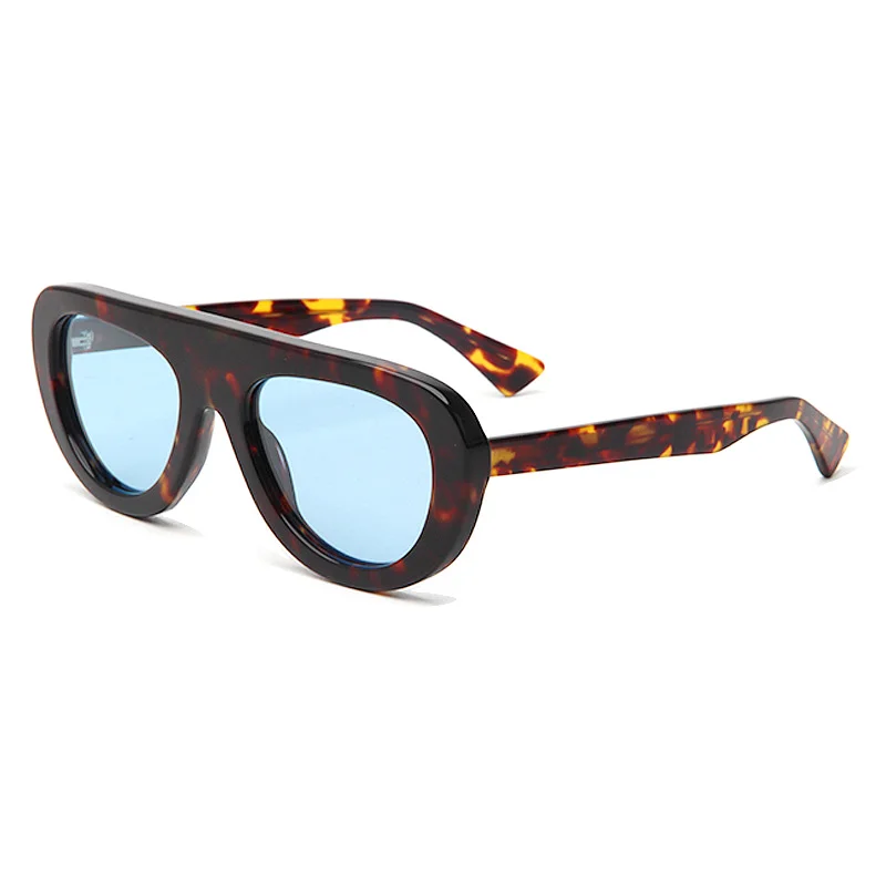 Glossy Black Grey Lens, Tortoiseshell Blue Lens, Wine Red Light Lens, Clear Tea Tea Lens, Tortoiseshell Green Lens Acetate Trendy Personalized Retro Frog Sunglasses | Oversized Aviator UV Protection Acetate Shades - View 5