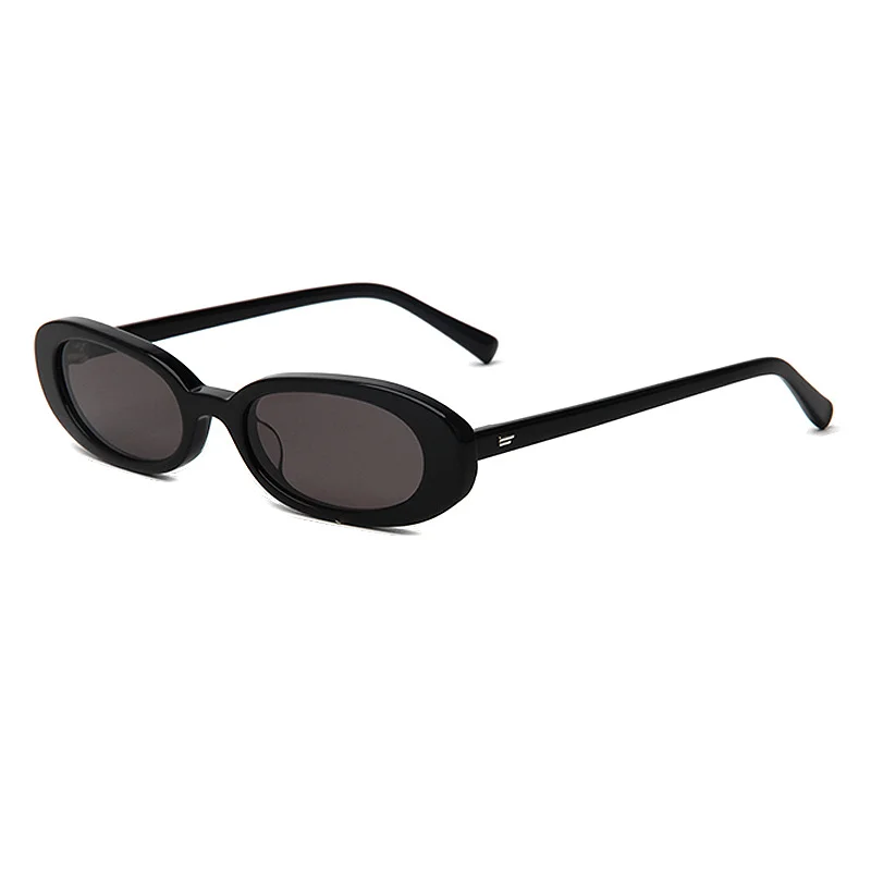Glossy Black Grey Lens, Clear Pink Pink Lens, Clear Orange Tea Lens, Tortoiseshell Dark Lens Acetate Personalized Oval Small Frame Acetate Sunglasses for Women | Candy Color Street Style Premium UV Protection Shades - View 3