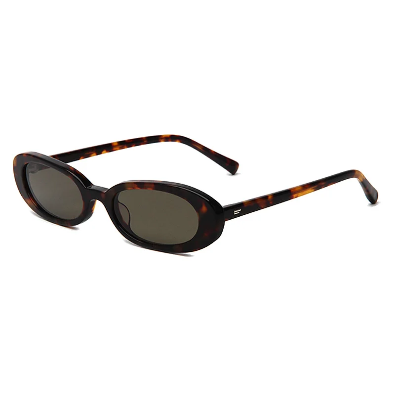 Glossy Black Grey Lens, Clear Pink Pink Lens, Clear Orange Tea Lens, Tortoiseshell Dark Lens Acetate Personalized Oval Small Frame Acetate Sunglasses for Women | Candy Color Street Style Premium UV Protection Shades - View 5