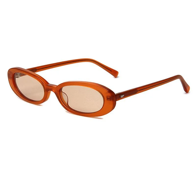Glossy Black Grey Lens, Clear Pink Pink Lens, Clear Orange Tea Lens, Tortoiseshell Dark Lens Acetate Personalized Oval Small Frame Acetate Sunglasses for Women | Candy Color Street Style Premium UV Protection Shades - View 6