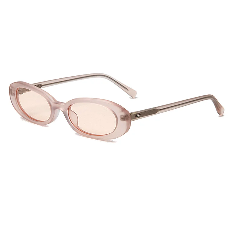 Glossy Black Grey Lens, Clear Pink Pink Lens, Clear Orange Tea Lens, Tortoiseshell Dark Lens Acetate Personalized Oval Small Frame Acetate Sunglasses for Women | Candy Color Street Style Premium UV Protection Shades - View 8