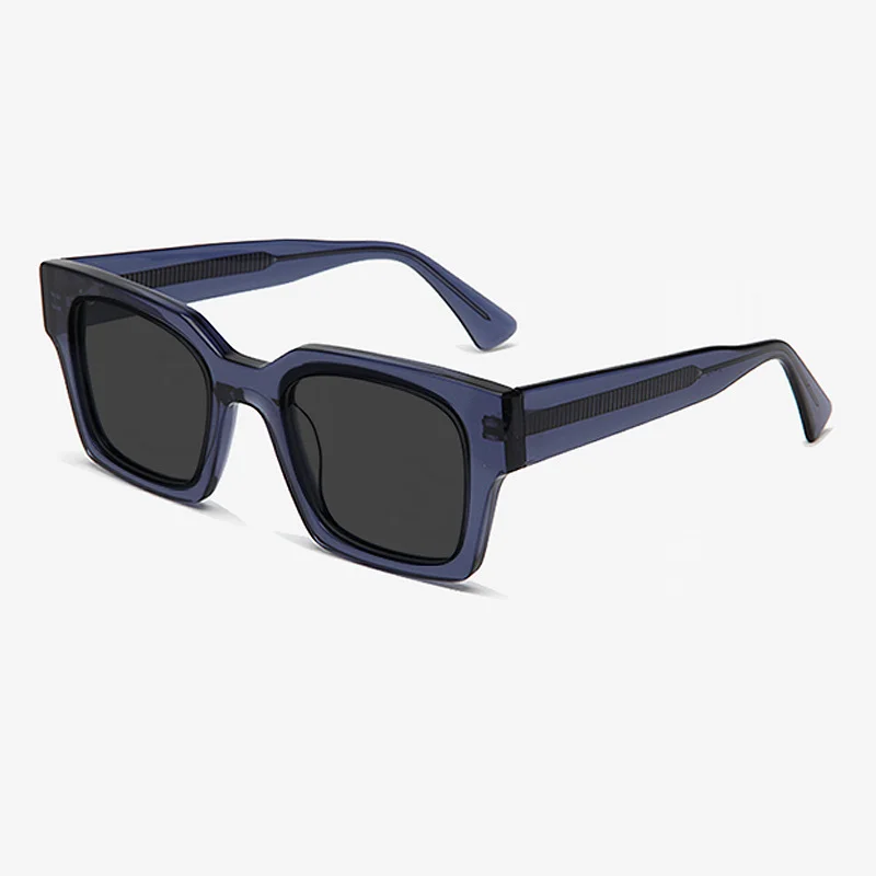 Glossy Black Grey Lens, Tortoiseshell Grey Lens, Clear Orange Grey Lens, Clear Grey Grey Lens, Clear Green Grey Lens, Clear Blue Grey Lens Acetate Classic Square Polarized Sunglasses for Men | Retro Premium Acetate Shades for Driving & UV Protection - View 8
