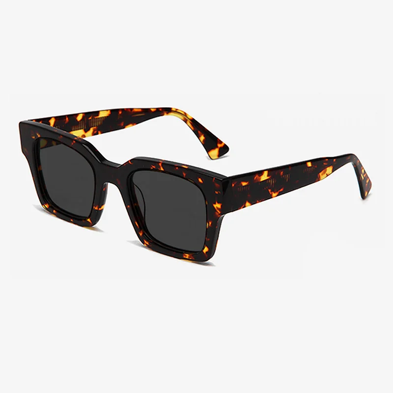Glossy Black Grey Lens, Tortoiseshell Grey Lens, Clear Orange Grey Lens, Clear Grey Grey Lens, Clear Green Grey Lens, Clear Blue Grey Lens Acetate Classic Square Polarized Sunglasses for Men | Retro Premium Acetate Shades for Driving & UV Protection - View 10