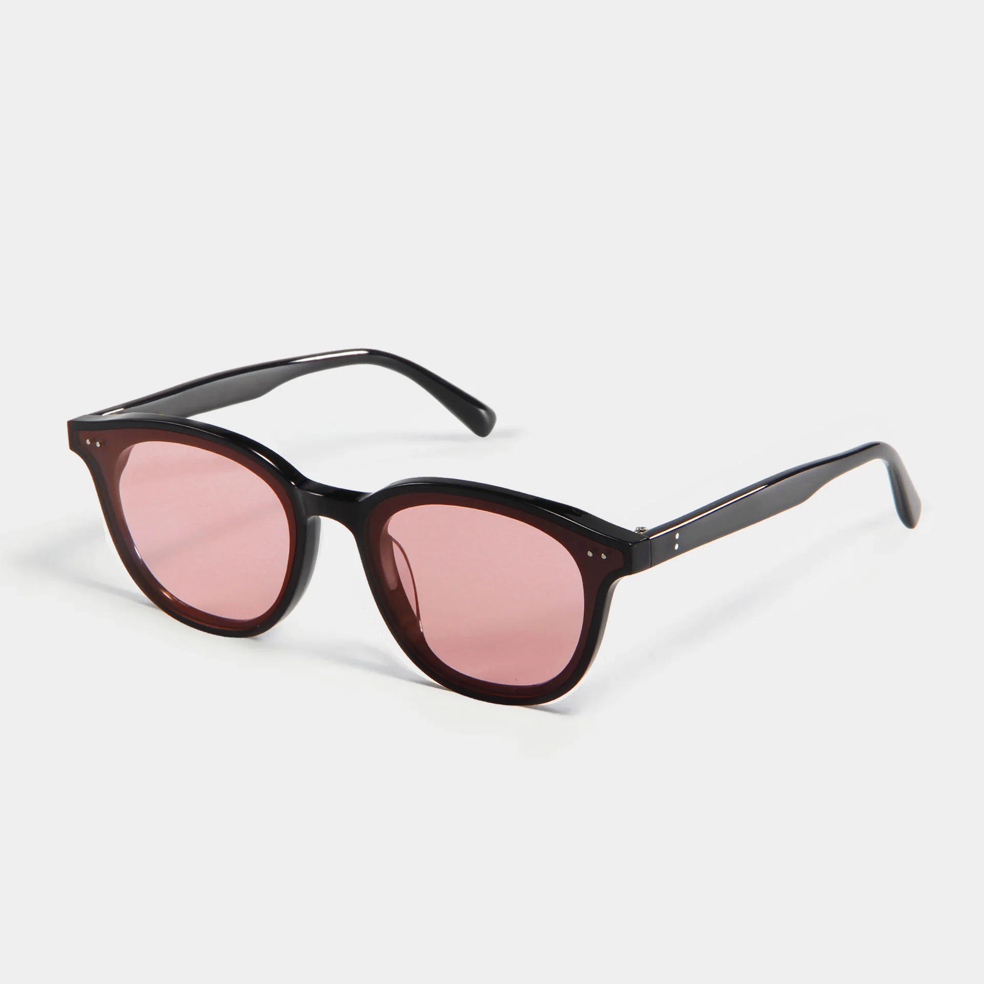 Black Frame Orange Lens, Black Frame Pink Lens, Black Frame Green Lens, Black Frame Grey Lens Acetate Classic Round Frame Acetate Sunglasses - Details 4