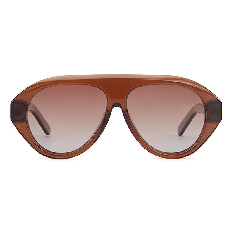 Glossy Black Gradient Grey Lens, Tortoiseshell Gradient Green Lens, Clear Tea Tea Lens, Wine Red Gradient Purple Lens Acetate European & American Oversized Frog Sunglasses for Women | Trendy Retro Acetate Shades - Details 2