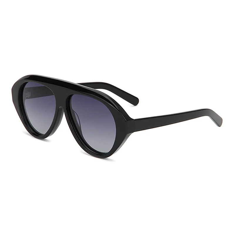 Glossy Black Gradient Grey Lens, Tortoiseshell Gradient Green Lens, Clear Tea Tea Lens, Wine Red Gradient Purple Lens Acetate European & American Oversized Frog Sunglasses for Women | Trendy Retro Acetate Shades - View 5