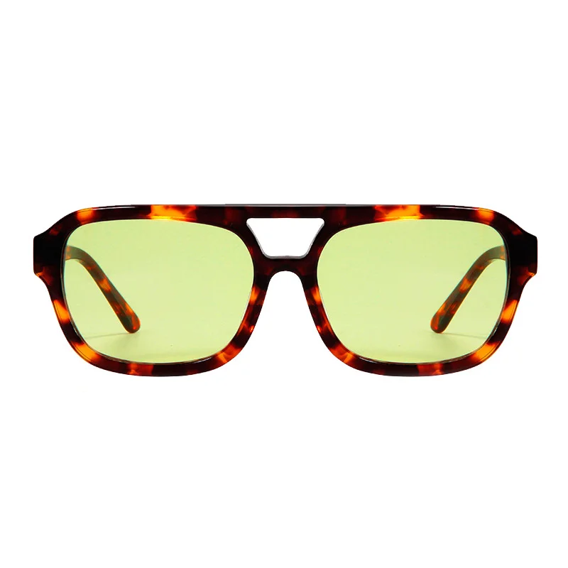 Grey Tortoiseshell Grey Lens, Black Frame Pink Lens, Tortoiseshell Frame Green Lens, Tortoiseshell Frame Yellow Lens, Tortoiseshell Frame Blue Lens, Tortoiseshell Dark Brown Lens, Tortoiseshell Dark Blue Lens, White Frame Gradient Green Lens Acetate Premium Double Bridge Fashion Sunglasses for Men & Women | European & American Runway Acetate Shades - Details 2
