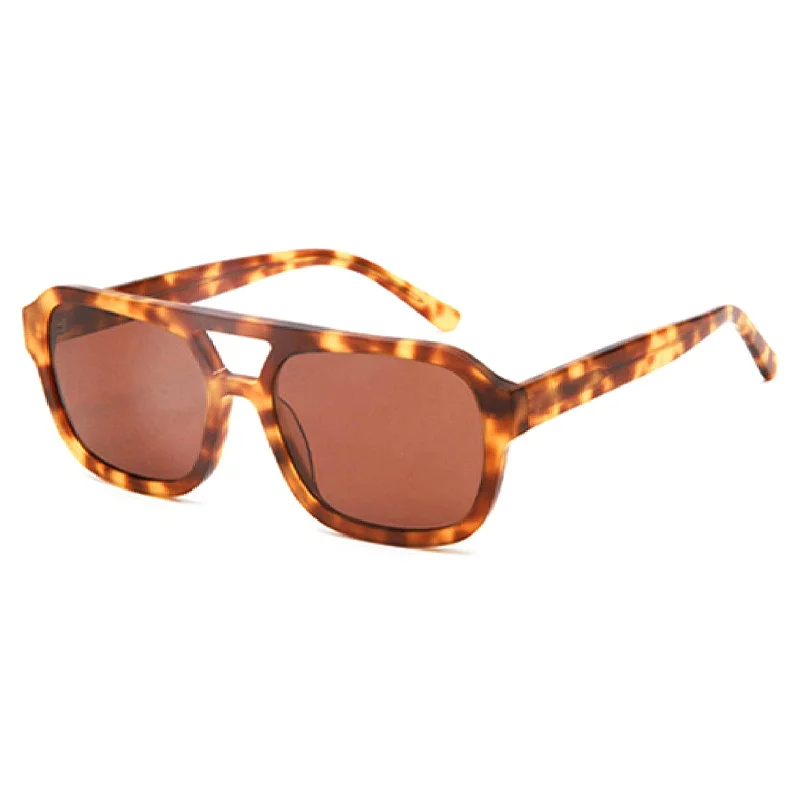 Grey Tortoiseshell Grey Lens, Black Frame Pink Lens, Tortoiseshell Frame Green Lens, Tortoiseshell Frame Yellow Lens, Tortoiseshell Frame Blue Lens, Tortoiseshell Dark Brown Lens, Tortoiseshell Dark Blue Lens, White Frame Gradient Green Lens Acetate Premium Double Bridge Fashion Sunglasses for Men & Women | European & American Runway Acetate Shades - View 1