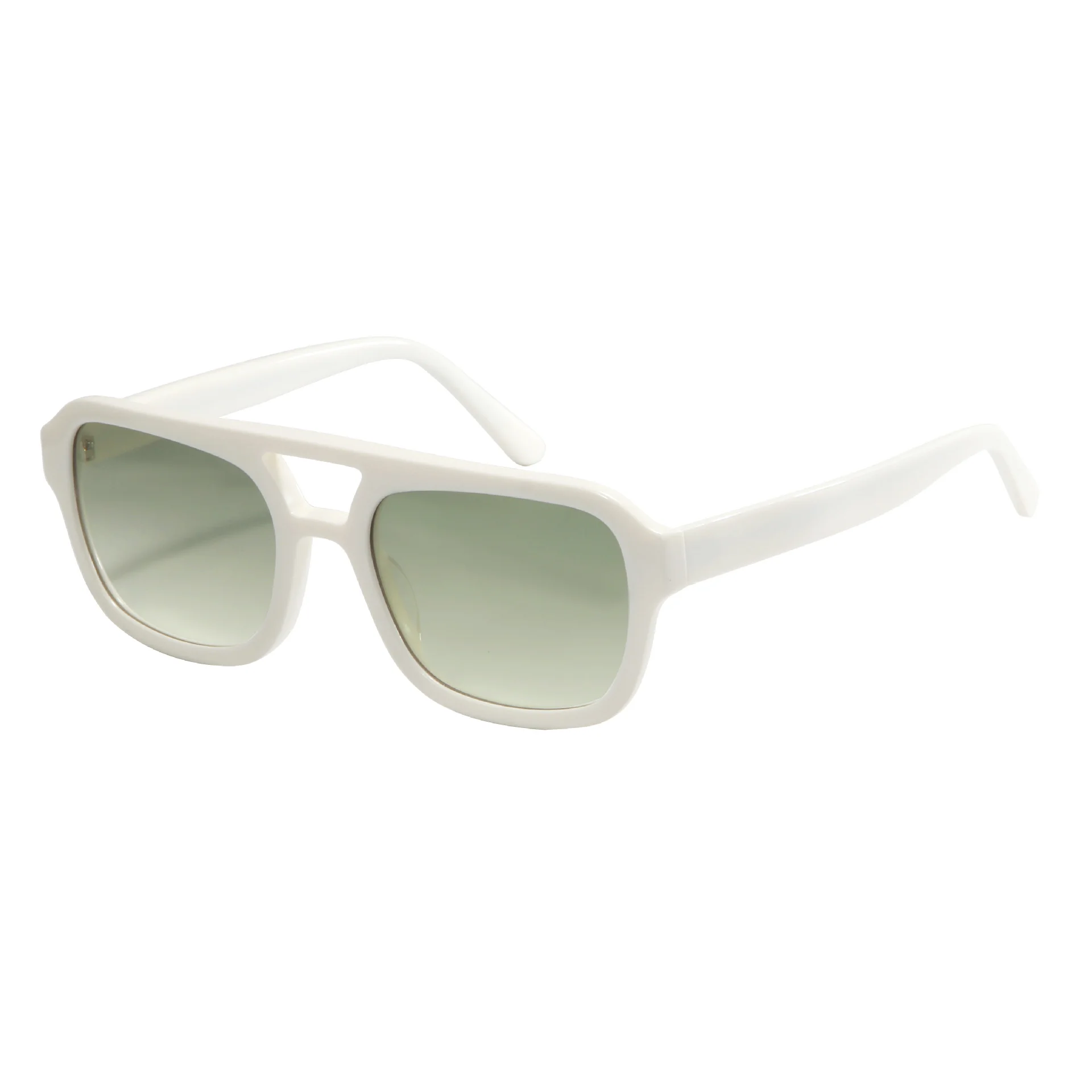 Grey Tortoiseshell Grey Lens, Black Frame Pink Lens, Tortoiseshell Frame Green Lens, Tortoiseshell Frame Yellow Lens, Tortoiseshell Frame Blue Lens, Tortoiseshell Dark Brown Lens, Tortoiseshell Dark Blue Lens, White Frame Gradient Green Lens Acetate Premium Double Bridge Fashion Sunglasses for Men & Women | European & American Runway Acetate Shades - View 4