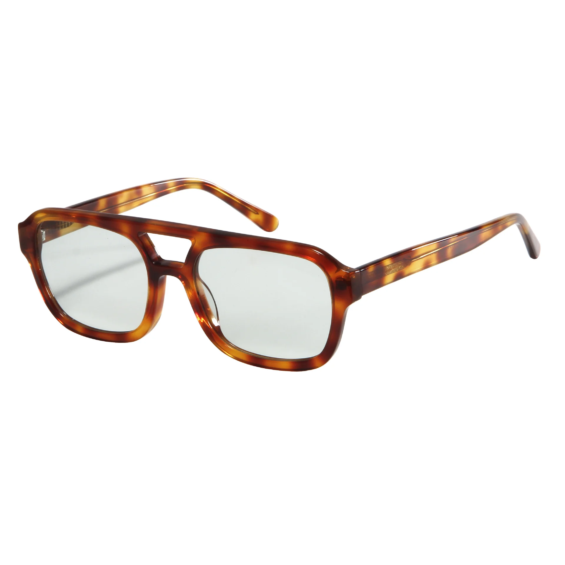 Grey Tortoiseshell Grey Lens, Black Frame Pink Lens, Tortoiseshell Frame Green Lens, Tortoiseshell Frame Yellow Lens, Tortoiseshell Frame Blue Lens, Tortoiseshell Dark Brown Lens, Tortoiseshell Dark Blue Lens, White Frame Gradient Green Lens Acetate Premium Double Bridge Fashion Sunglasses for Men & Women | European & American Runway Acetate Shades - View 9