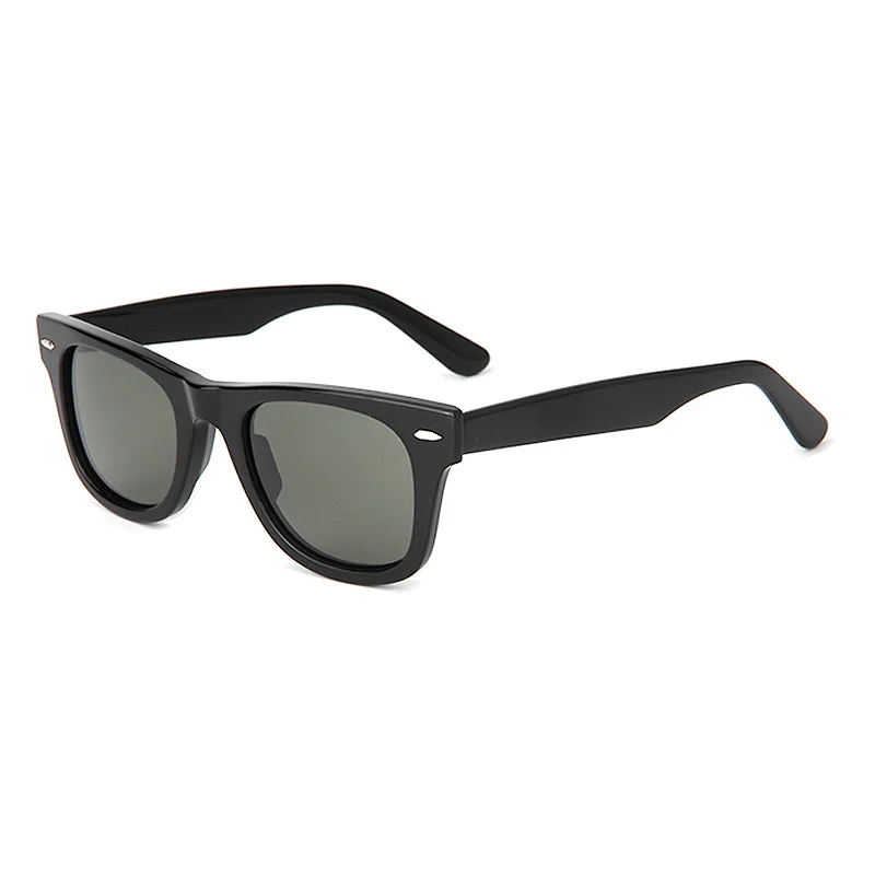 Glossy Black Green Lens, Tortoiseshell Tea Lens, Green Pattern Green Lens, Clear Blue Blue Lens, Clear Grey Grey Lens, Clear Red Orange Lens Acetate Retro Rivet Sunglasses | European & American Personalized Trendy Square Acetate Shades for Men & Women - View 4