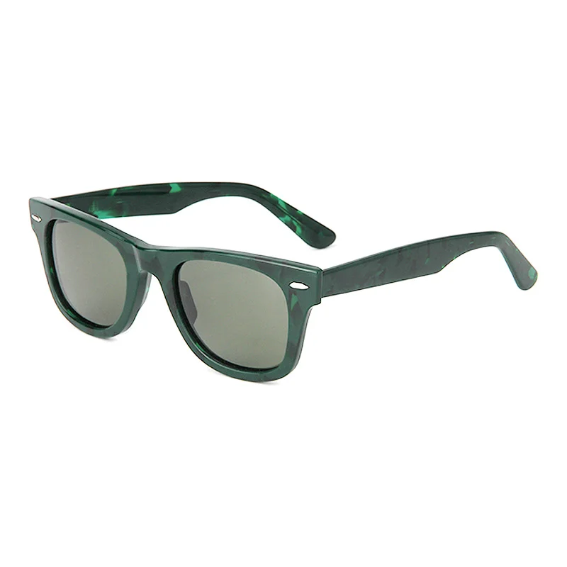 Glossy Black Green Lens, Tortoiseshell Tea Lens, Green Pattern Green Lens, Clear Blue Blue Lens, Clear Grey Grey Lens, Clear Red Orange Lens Acetate Retro Rivet Sunglasses | European & American Personalized Trendy Square Acetate Shades for Men & Women - View 5