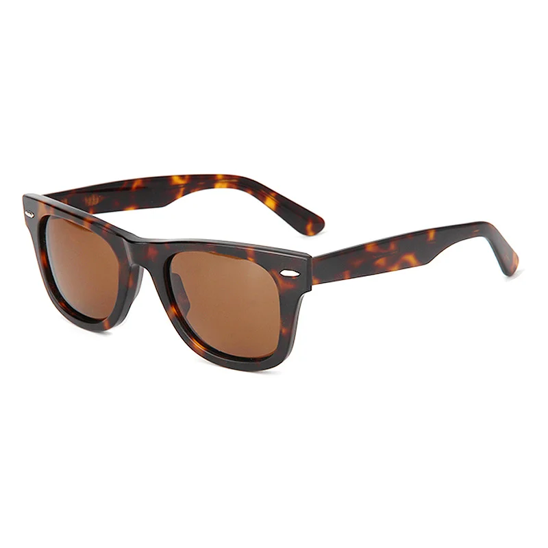 Glossy Black Green Lens, Tortoiseshell Tea Lens, Green Pattern Green Lens, Clear Blue Blue Lens, Clear Grey Grey Lens, Clear Red Orange Lens Acetate Retro Rivet Sunglasses | European & American Personalized Trendy Square Acetate Shades for Men & Women - View 7