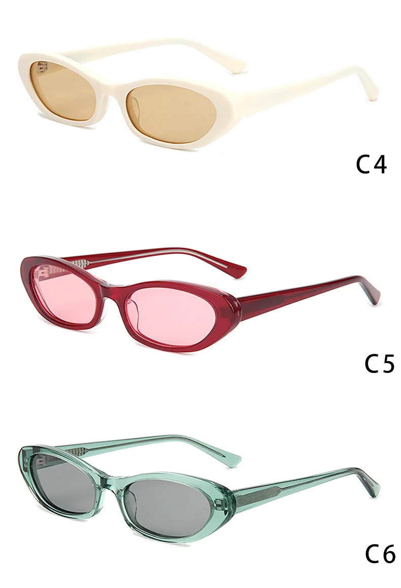 Glossy Black Tea Lens, Tortoiseshell Tea Lens, Brown Tortoiseshell Green Lens, Solid White Beige Lens, Wine Red Pink Lens, Clear Green Grey Lens Acetate Best-Selling British Retro Small Frame UV Protection Sunglasses | Trendy Oval Multi-Color Acetate Shades - Details 2