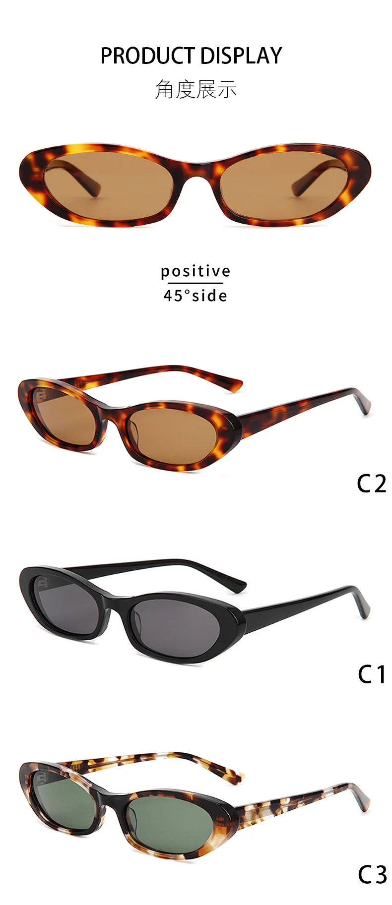 Glossy Black Tea Lens, Tortoiseshell Tea Lens, Brown Tortoiseshell Green Lens, Solid White Beige Lens, Wine Red Pink Lens, Clear Green Grey Lens Acetate Best-Selling British Retro Small Frame UV Protection Sunglasses | Trendy Oval Multi-Color Acetate Shades - Details 4