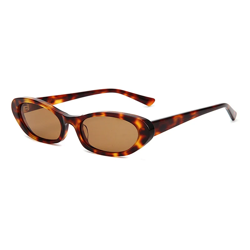 Glossy Black Tea Lens, Tortoiseshell Tea Lens, Brown Tortoiseshell Green Lens, Solid White Beige Lens, Wine Red Pink Lens, Clear Green Grey Lens Acetate Best-Selling British Retro Small Frame UV Protection Sunglasses | Trendy Oval Multi-Color Acetate Shades - View 3