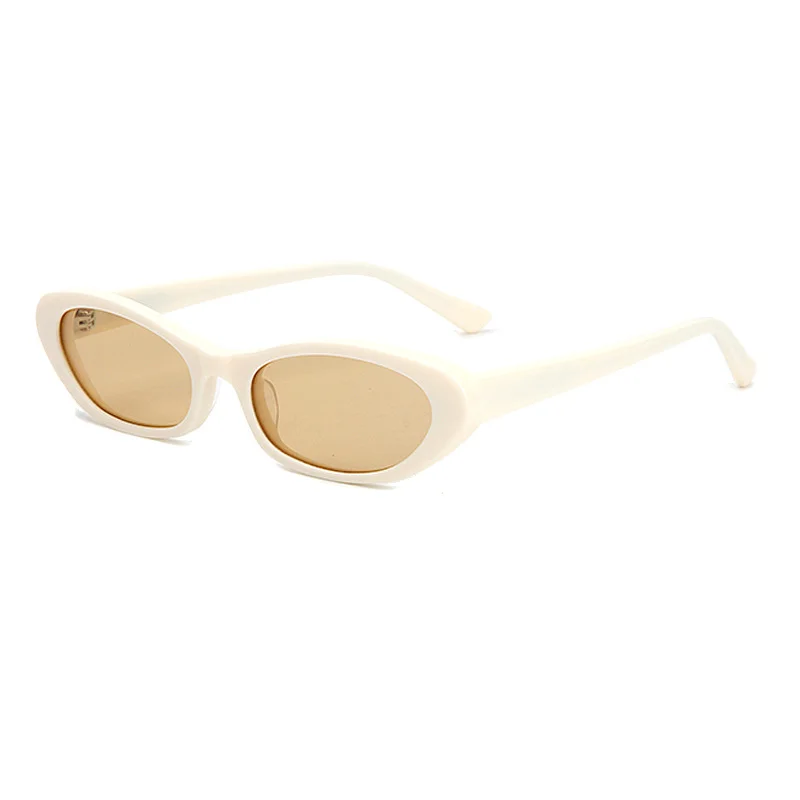 Glossy Black Tea Lens, Tortoiseshell Tea Lens, Brown Tortoiseshell Green Lens, Solid White Beige Lens, Wine Red Pink Lens, Clear Green Grey Lens Acetate Best-Selling British Retro Small Frame UV Protection Sunglasses | Trendy Oval Multi-Color Acetate Shades - View 4