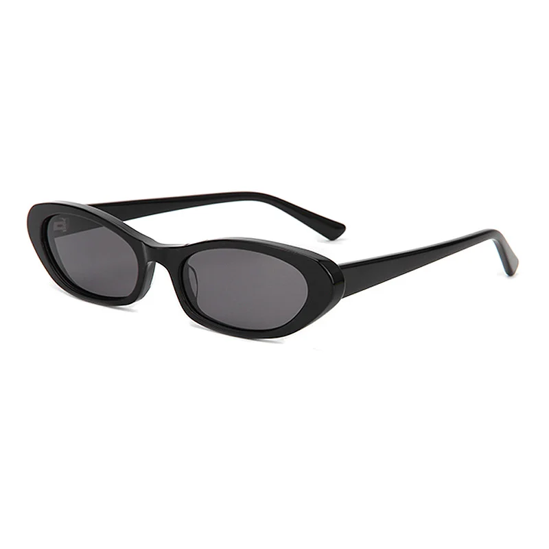 Glossy Black Tea Lens, Tortoiseshell Tea Lens, Brown Tortoiseshell Green Lens, Solid White Beige Lens, Wine Red Pink Lens, Clear Green Grey Lens Acetate Best-Selling British Retro Small Frame UV Protection Sunglasses | Trendy Oval Multi-Color Acetate Shades - View 9