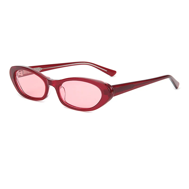 Glossy Black Tea Lens, Tortoiseshell Tea Lens, Brown Tortoiseshell Green Lens, Solid White Beige Lens, Wine Red Pink Lens, Clear Green Grey Lens Acetate Best-Selling British Retro Small Frame UV Protection Sunglasses | Trendy Oval Multi-Color Acetate Shades - View 10