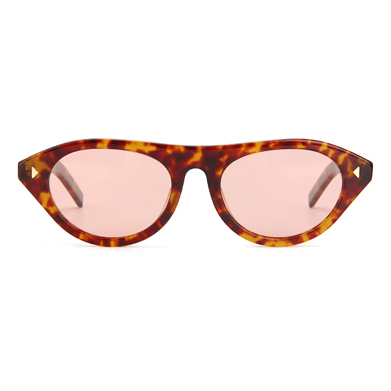 Glossy Black Purple Lens, Tortoiseshell Orange Lens, Floral Tortoiseshell Pink Lens, Clear Tea Light Lens, Clear Grey Blue Lens Acetate Cat Eye Premium Metal Line Sunglasses for Women | Trendy Rivet Designer Acetate Shades - View 5