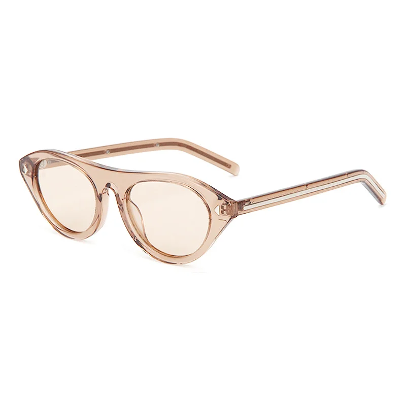 Glossy Black Purple Lens, Tortoiseshell Orange Lens, Floral Tortoiseshell Pink Lens, Clear Tea Light Lens, Clear Grey Blue Lens Acetate Cat Eye Premium Metal Line Sunglasses for Women | Trendy Rivet Designer Acetate Shades - View 9
