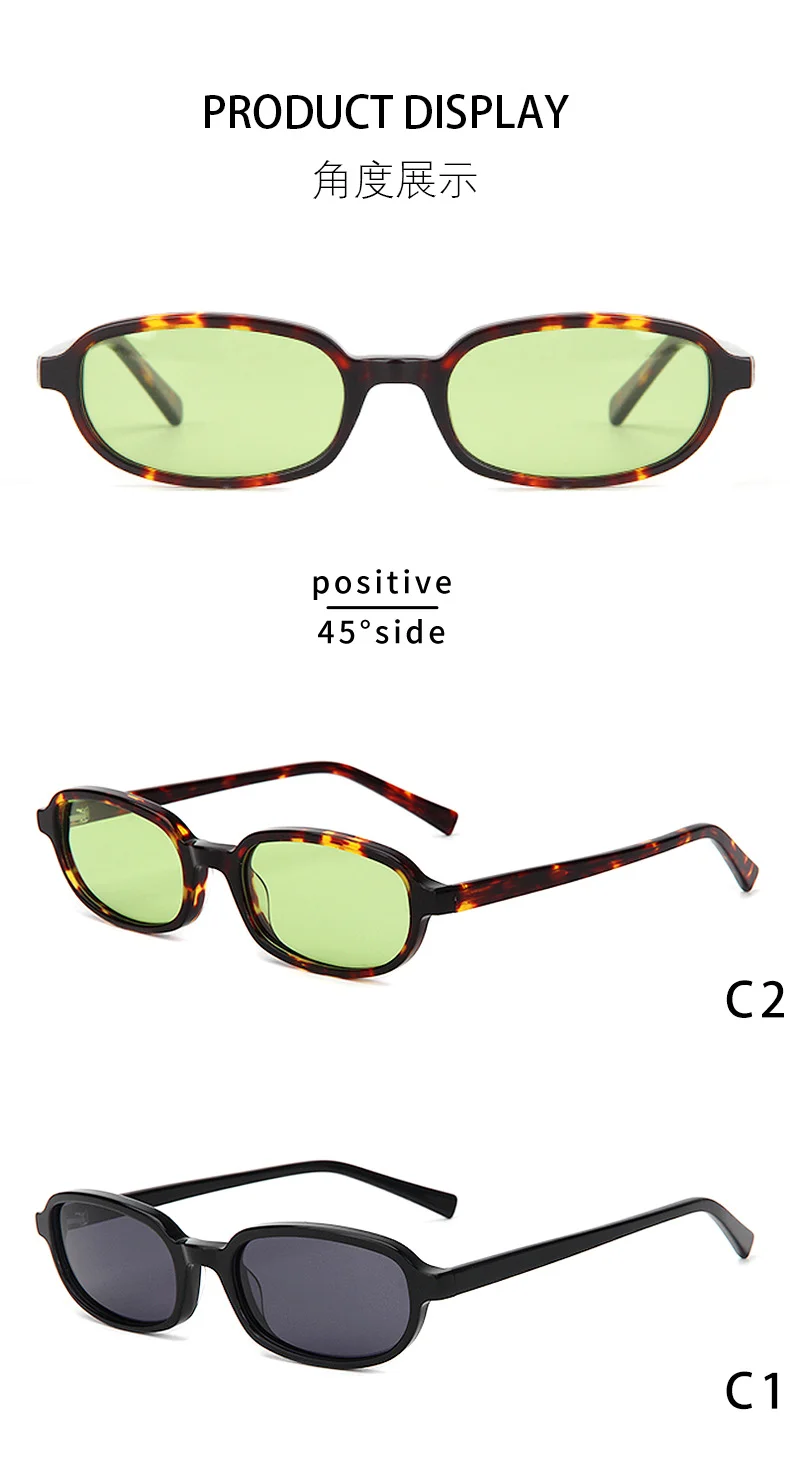 Glossy Black Tea Lens, Tortoiseshell Green Lens, Clear Tea Tea Lens, Clear Grey Blue Lens, Dark Green Tea Lens, Dark Green Pink Lens Acetate Premium Oval Frame Sunglasses for Women | Trendy Small Frame Acetate Shades - Details 3