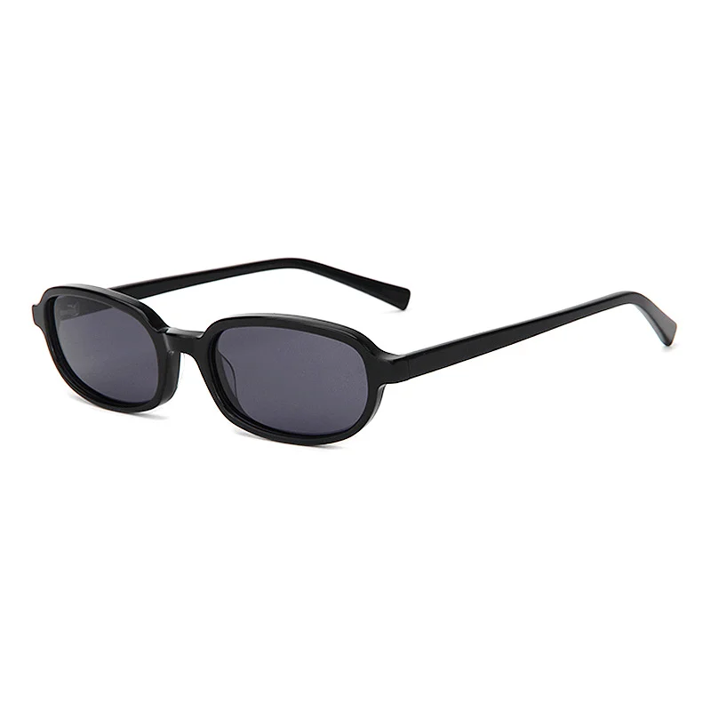 Glossy Black Tea Lens, Tortoiseshell Green Lens, Clear Tea Tea Lens, Clear Grey Blue Lens, Dark Green Tea Lens, Dark Green Pink Lens Acetate Premium Oval Frame Sunglasses for Women | Trendy Small Frame Acetate Shades - View 2