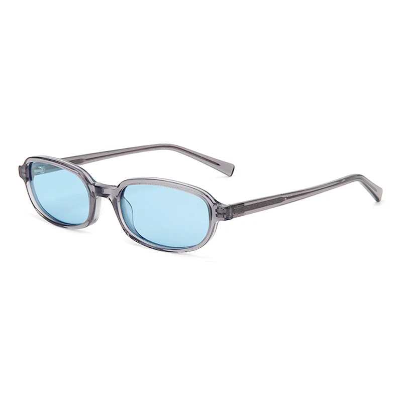 Glossy Black Tea Lens, Tortoiseshell Green Lens, Clear Tea Tea Lens, Clear Grey Blue Lens, Dark Green Tea Lens, Dark Green Pink Lens Acetate Premium Oval Frame Sunglasses for Women | Trendy Small Frame Acetate Shades - View 6