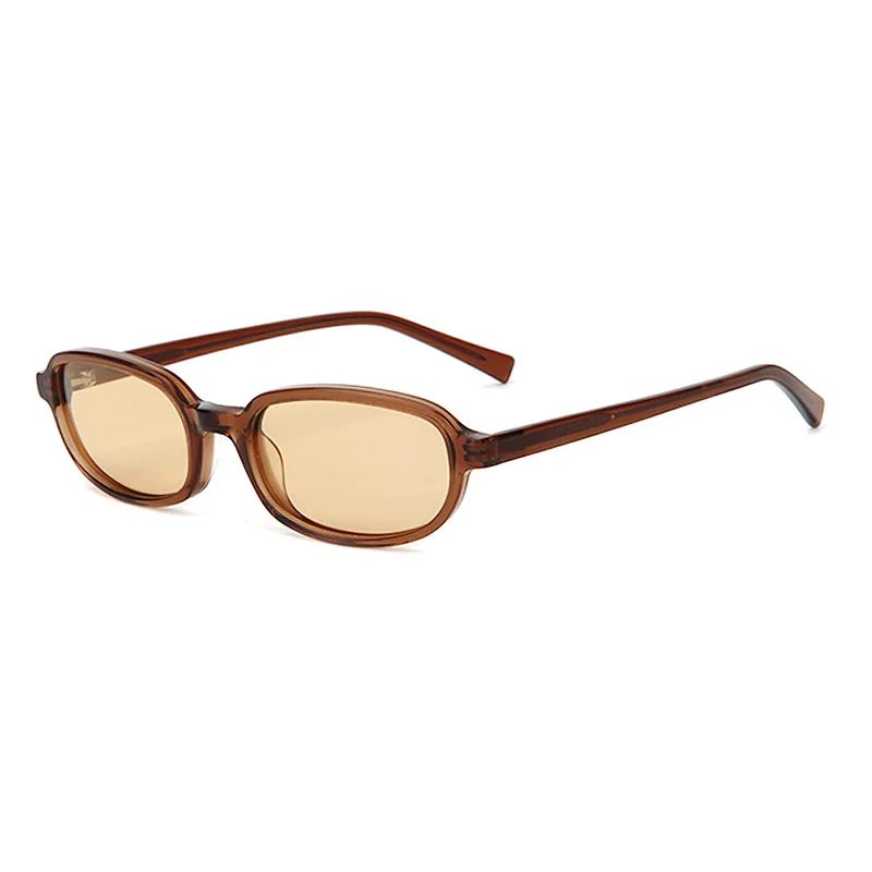 Glossy Black Tea Lens, Tortoiseshell Green Lens, Clear Tea Tea Lens, Clear Grey Blue Lens, Dark Green Tea Lens, Dark Green Pink Lens Acetate Premium Oval Frame Sunglasses for Women | Trendy Small Frame Acetate Shades - View 7