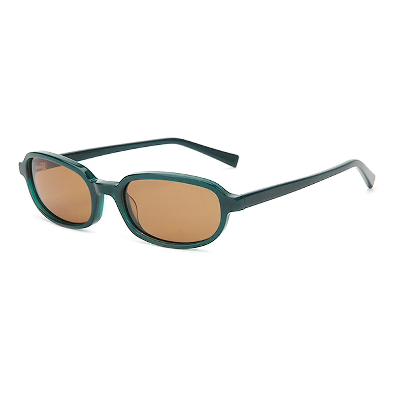 Glossy Black Tea Lens, Tortoiseshell Green Lens, Clear Tea Tea Lens, Clear Grey Blue Lens, Dark Green Tea Lens, Dark Green Pink Lens Acetate Premium Oval Frame Sunglasses for Women | Trendy Small Frame Acetate Shades - View 10