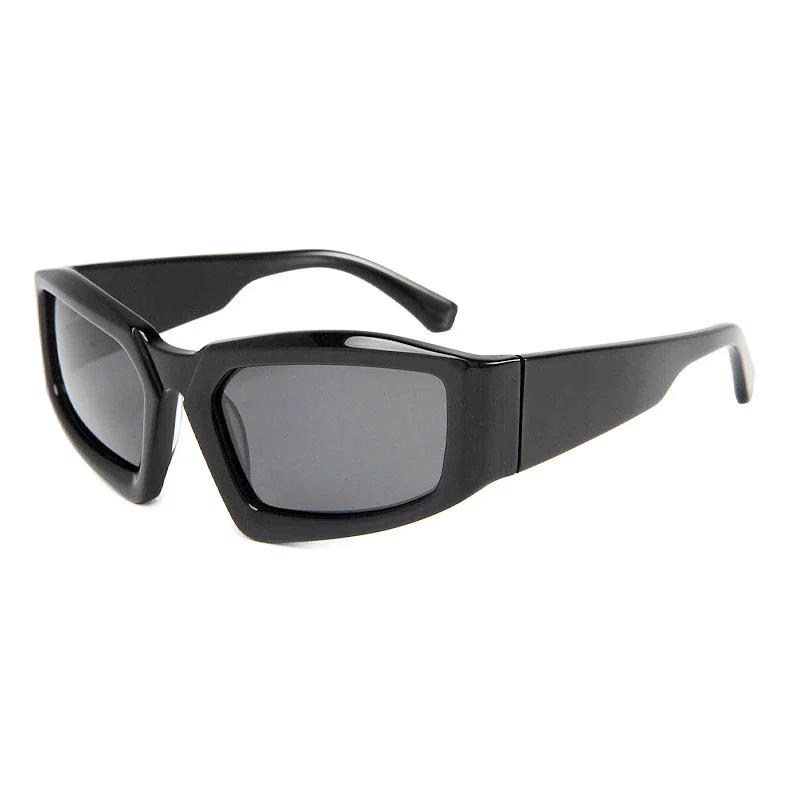Glossy Black Grey Lens, Clear Grey Gradient Grey Lens, Clear Yellow Blue Lens Acetate Trendy Outdoor Cycling Sports Sunglasses for Men & Women | Personalized Retro Square Acetate Shades - View 7