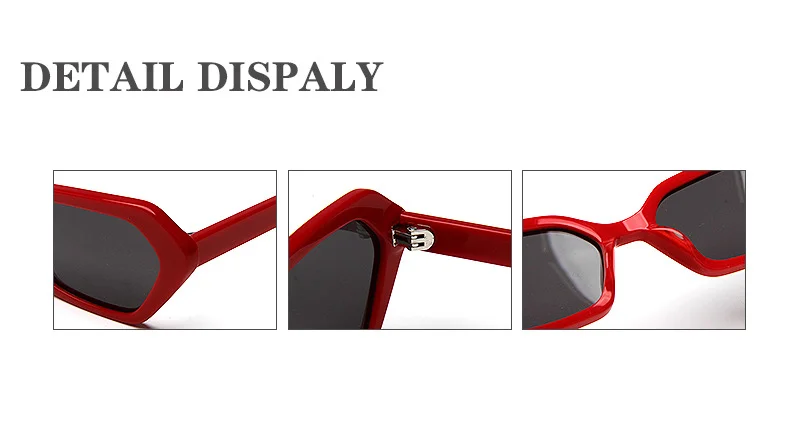 Glossy Black Grey Lens, Glossy Red Grey Lens, Tortoiseshell Grey Lens, Solid White Light Lens Acetate Personalized Cat Eye Sunglasses | Trendy Versatile Premium Street Style Retro Small Frame Polygon Acetate Shades - Details 1