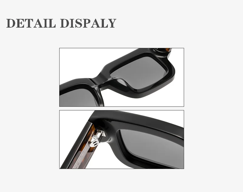 Glossy Black Grey Lens, Glossy Black Tortoiseshell Temple Grey Lens, Clear Blue Grey Lens, Solid White Pattern Grey Lens Acetate Premium Thick Small Frame Acetate Sunglasses | Personalized Mixed Material Wide Temple Polarized Shades for Men & Women - Details 1