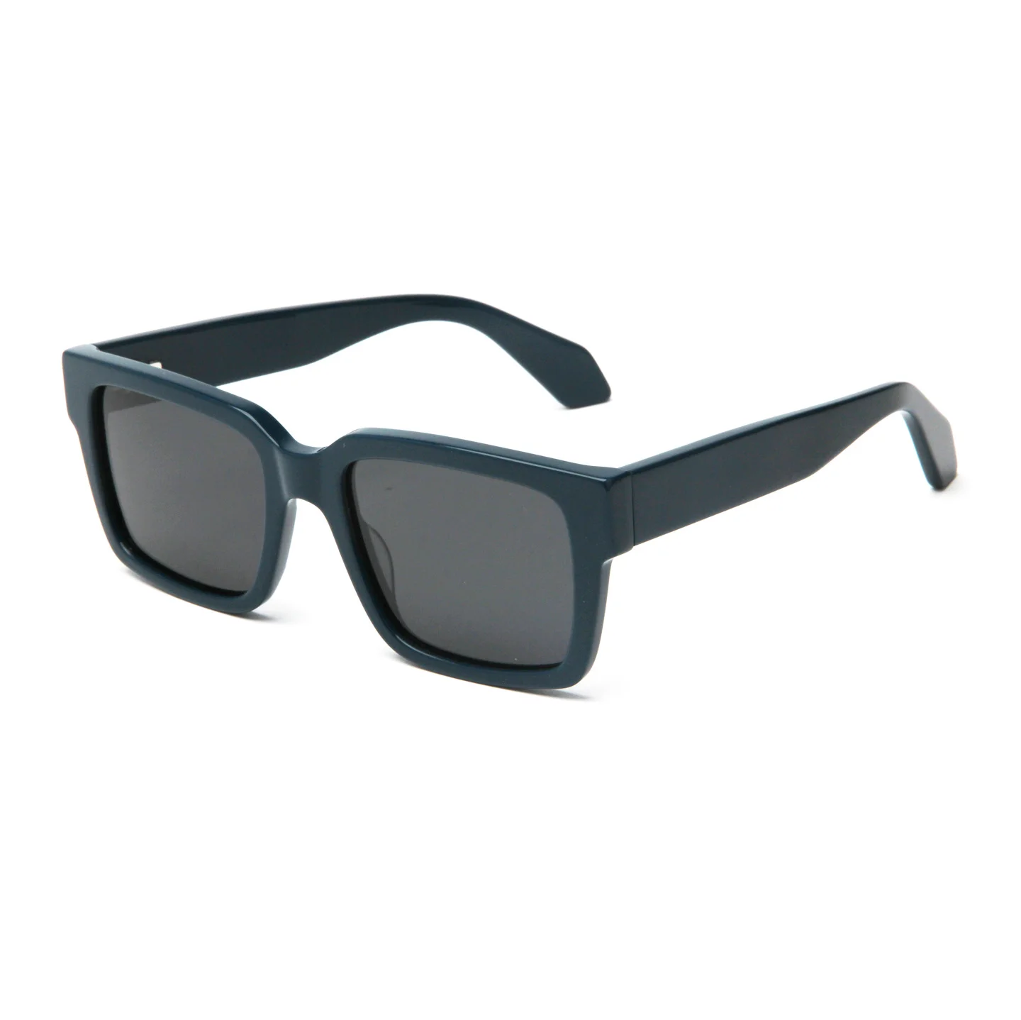 Glossy Black with Beige Fade Grey Lens, Tortoiseshell with Glossy Black Temple Grey Lens, Grey Stripe Grey Lens, Dark Green Acetate Classic Square Frame Sunglasses | Oversized UV Protection Cycling Outdoor Acetate Shades for Men & Women - View 5