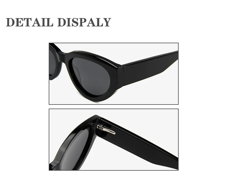 Glossy Black Grey Lens, Tortoiseshell Grey, Clear Grey Grey Lens, Clear Tea Tea Lens, Clear Green Tea Lens, Clear Red Tea Lens Acetate Retro Cat Eye Sunglasses for Women | Premium Oval UV Protection Handmade Acetate Shades - Details 1