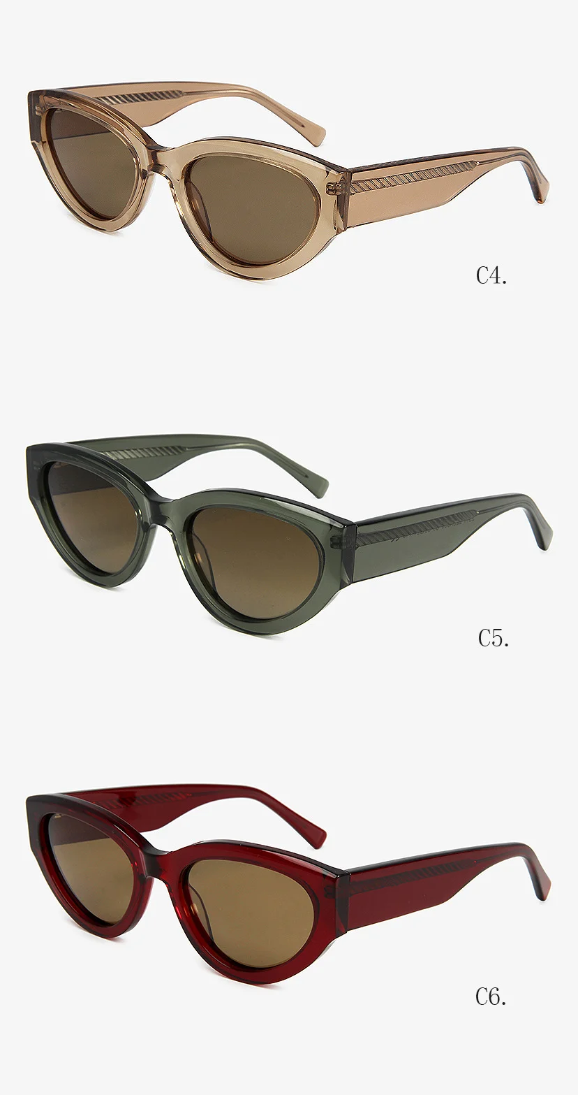 Glossy Black Grey Lens, Tortoiseshell Grey, Clear Grey Grey Lens, Clear Tea Tea Lens, Clear Green Tea Lens, Clear Red Tea Lens Acetate Retro Cat Eye Sunglasses for Women | Premium Oval UV Protection Handmade Acetate Shades - Details 3