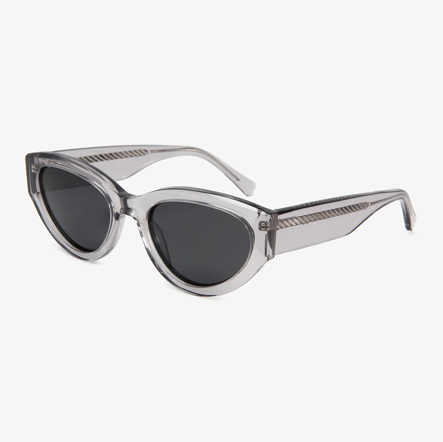 Glossy Black Grey Lens, Tortoiseshell Grey, Clear Grey Grey Lens, Clear Tea Tea Lens, Clear Green Tea Lens, Clear Red Tea Lens Acetate Retro Cat Eye Sunglasses for Women | Premium Oval UV Protection Handmade Acetate Shades - View 1