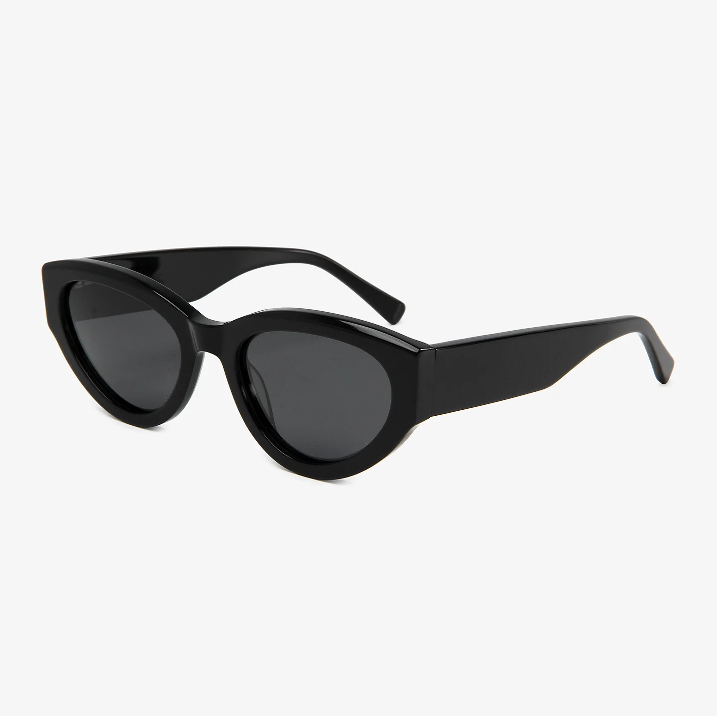 Glossy Black Grey Lens, Tortoiseshell Grey, Clear Grey Grey Lens, Clear Tea Tea Lens, Clear Green Tea Lens, Clear Red Tea Lens Acetate Retro Cat Eye Sunglasses for Women | Premium Oval UV Protection Handmade Acetate Shades - View 2