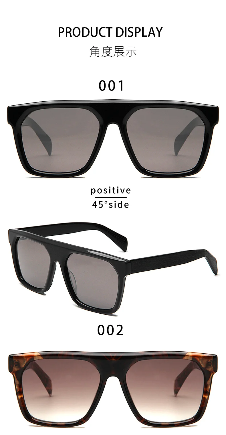 Glossy Black Grey Lens, Tortoiseshell Gradient Tea Lens, Clear Grey Gradient Blue Lens Acetate Retro Oversized Sunglasses for Women | Premium UV Protection Trendy Acetate Shades - Details 2