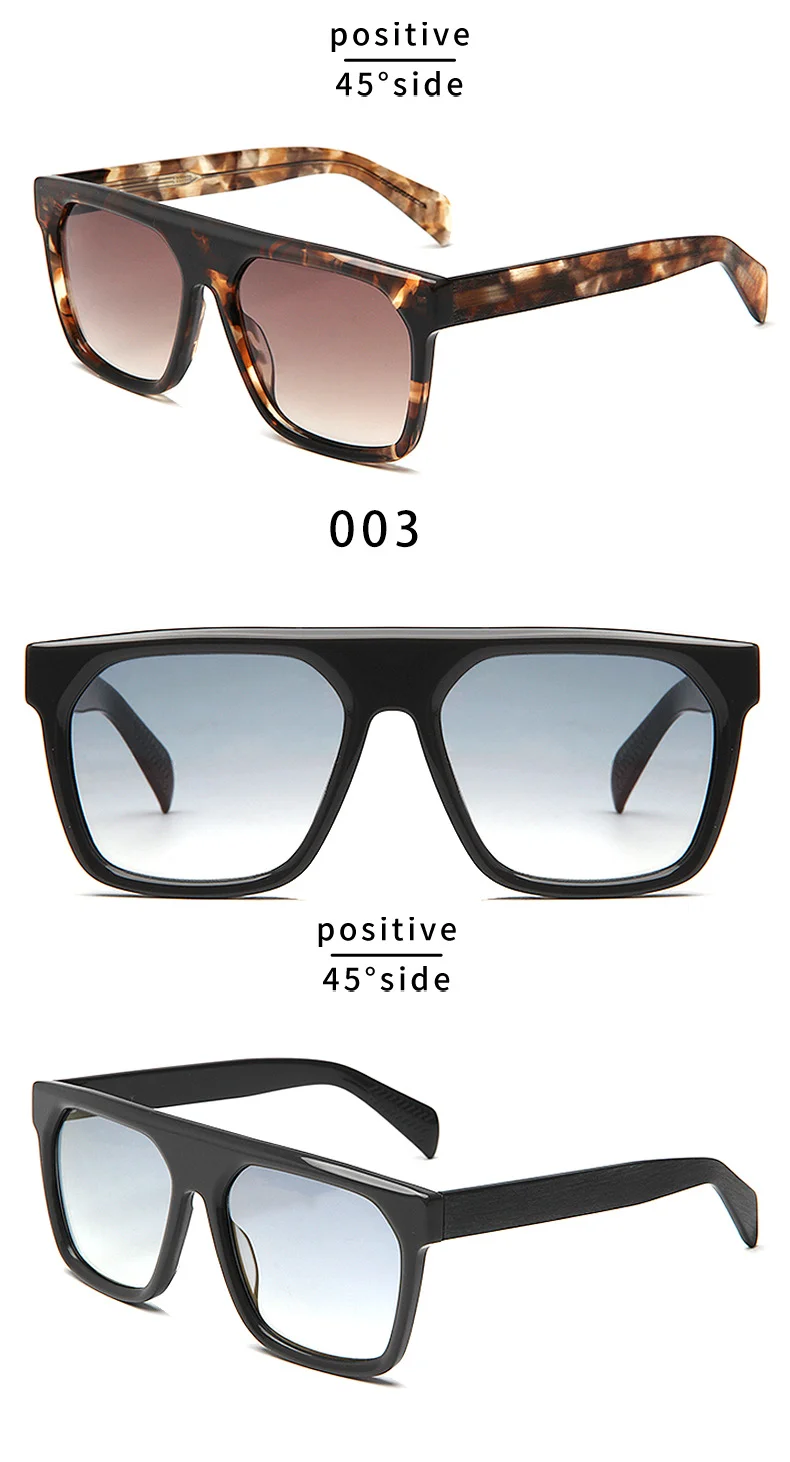 Glossy Black Grey Lens, Tortoiseshell Gradient Tea Lens, Clear Grey Gradient Blue Lens Acetate Retro Oversized Sunglasses for Women | Premium UV Protection Trendy Acetate Shades - Details 3
