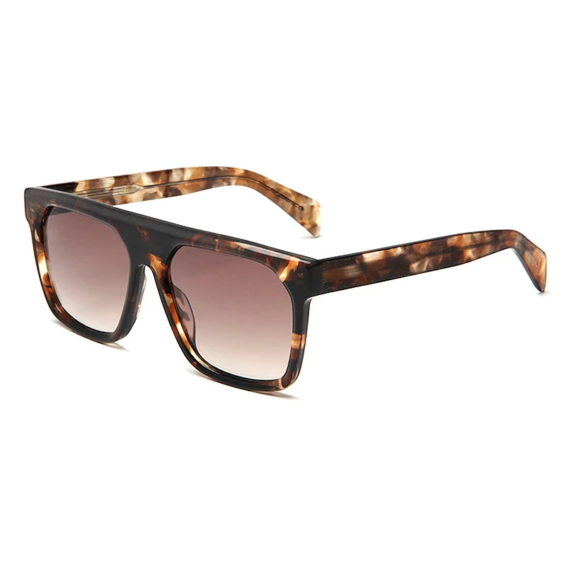 Glossy Black Grey Lens, Tortoiseshell Gradient Tea Lens, Clear Grey Gradient Blue Lens Acetate Retro Oversized Sunglasses for Women | Premium UV Protection Trendy Acetate Shades - View 2