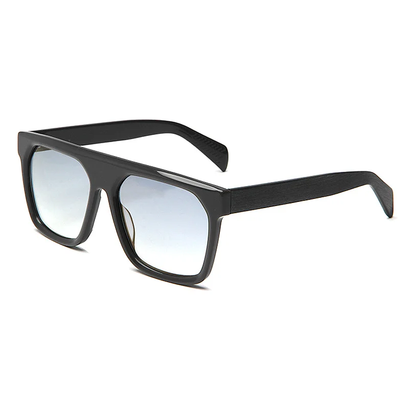 Glossy Black Grey Lens, Tortoiseshell Gradient Tea Lens, Clear Grey Gradient Blue Lens Acetate Retro Oversized Sunglasses for Women | Premium UV Protection Trendy Acetate Shades - View 4