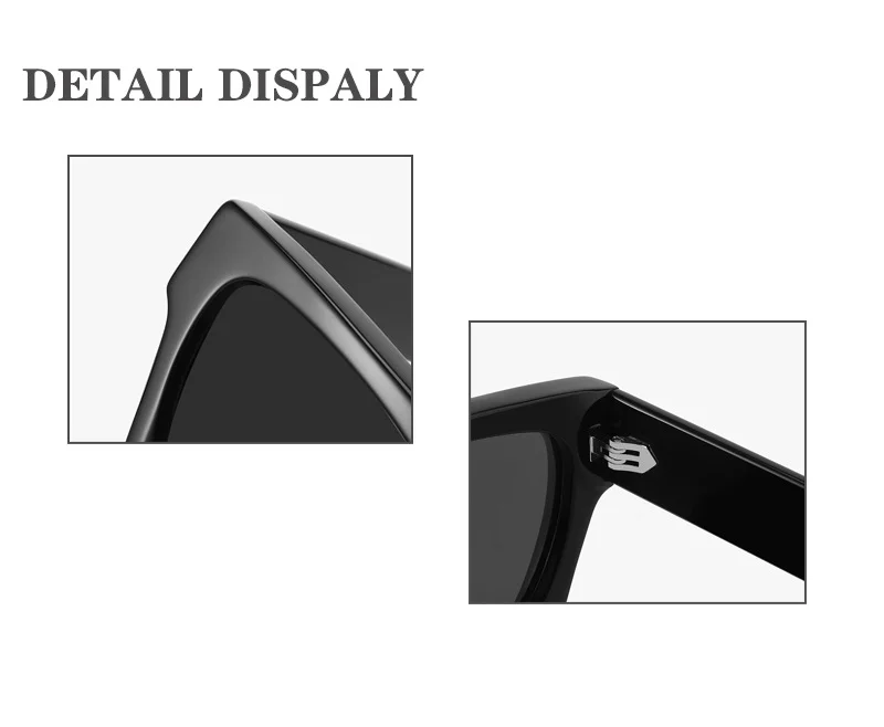 Bright Black with Gray Lens, Tortoiseshell with Gray Lens, Transparent with Gray Lens, Transparent Gray with Gray Lens, Blue Frame with Tortoiseshell Temple and Gray Lens, Red Frame with Gray Lens, White Frame with Gray Lens, Transparent Green with Gray Lens, Transparent Orange with Gray Lens, Gray Tortoiseshell with Gray Lens, Dark Green with Gray Lens Acetate Factory Direct Oversized Sunglasses – Unisex Minimalist Trendy Thick Frame Chunky Temple Sun Glasses in Stock - Details 2