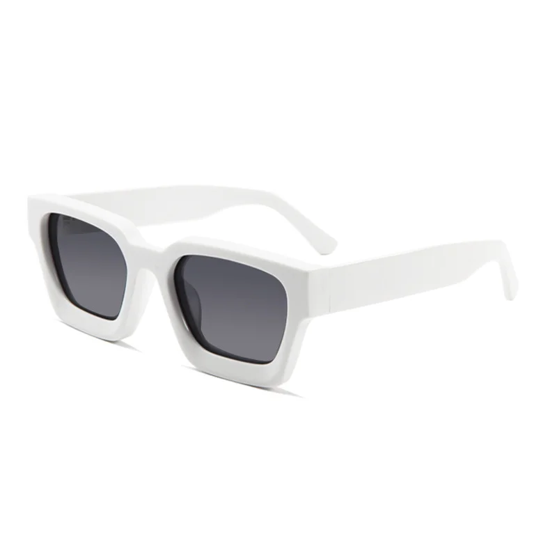 Bright Black with Gray Lens, Tortoiseshell with Gray Lens, Transparent with Gray Lens, Transparent Gray with Gray Lens, Blue Frame with Tortoiseshell Temple and Gray Lens, Red Frame with Gray Lens, White Frame with Gray Lens, Transparent Green with Gray Lens, Transparent Orange with Gray Lens, Gray Tortoiseshell with Gray Lens, Dark Green with Gray Lens Acetate Factory Direct Oversized Sunglasses – Unisex Minimalist Trendy Thick Frame Chunky Temple Sun Glasses in Stock - View 9