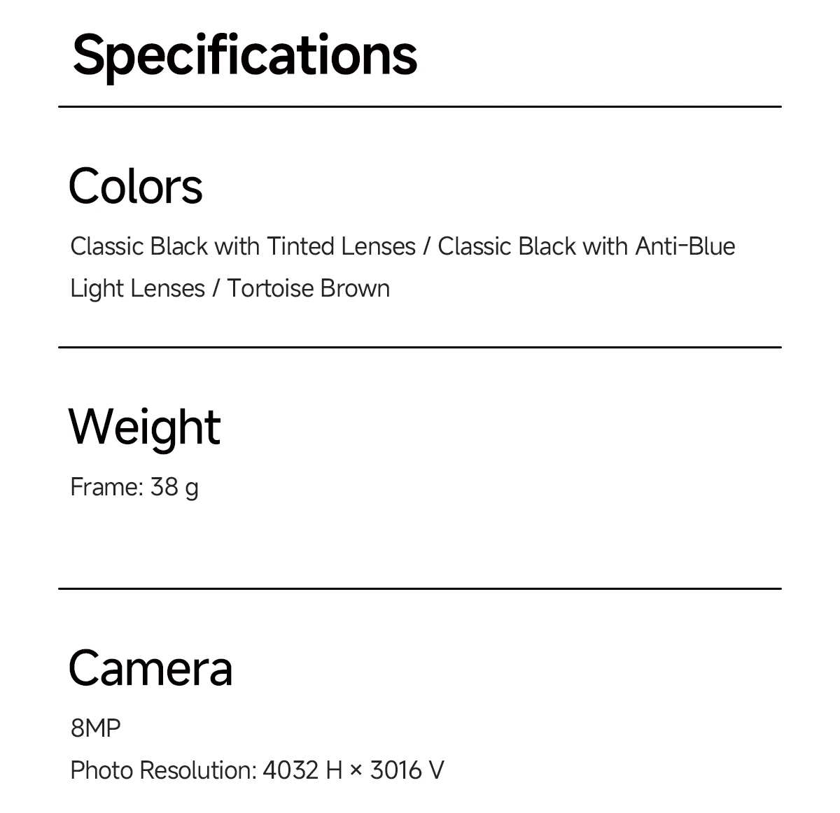 8MP Camera Smart Glasses Ultra Wide Photography