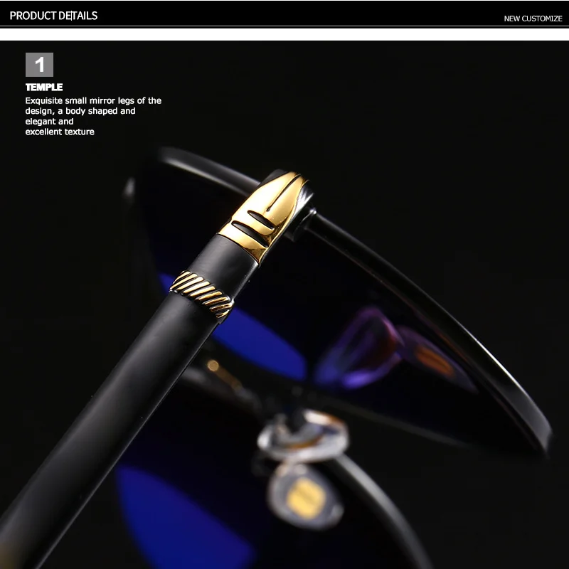 Red, Black, Gun Metal High Quality Men's Designer Polarized Sunglasses Famous Brands Luxury Metal Shades for Driving Black and Red Frame Colors - Details 5